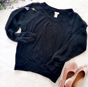 H&M Women's Sweater w/ Sheer Sleeves Size 8 Medium